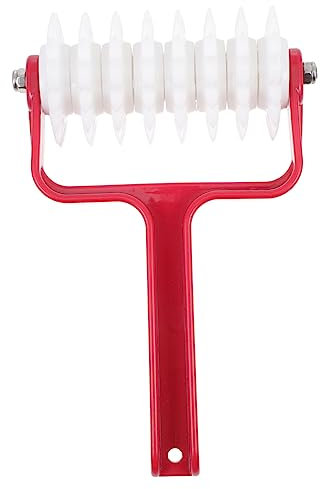 BESTonZON Pizza Dough Roller and Hole Puncher Baking Tool, Red Pastry Wheel Cutter for Even Crusts and Dough Venting, Non-Stick Pizza Baking Accessory for Home Kitchen Use
