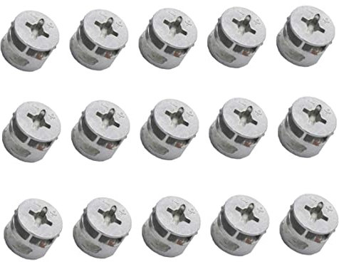15 pièces ton argent 12 mm de diamètre tête en métal connecter came armoire meubles connecteur raccords à came connecteur commun écrou came serrure connecteurs électriques-12 mm (argenté)