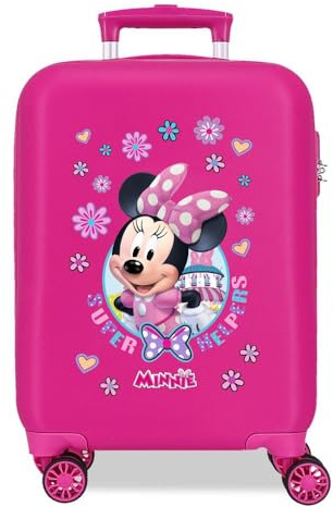Disney Joumma Minnie-Helper-Kabinenkoffer, Kinderkoffer, aus ABS, einem robusten Material, Vier multidirektionale Doppelrollen, seitlicher Kombinationsverschluss, Rosa, Koffer 50