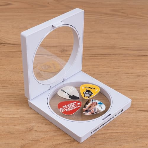 Wanapix | Pack de 4 Púas Personalizadas de Guitarra | Púas de Guitarra con Nombre o Logo | Regalo Original para Guitarristas | Cada Púa se Personaliza Individualmente | 100% Personalizado