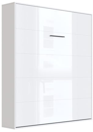 SMARTBett Schrankbett M1 160x200 Vertikal Weiss/Weiss Hochglanz