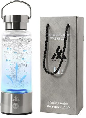 AFINSHI Botella de agua de hidrógeno, generador de botellas de agua portátil con tecnología SPE-PEM, máquina ionizadora de agua de hidrógeno con mango, regalos para madre, recargable para el hogar,