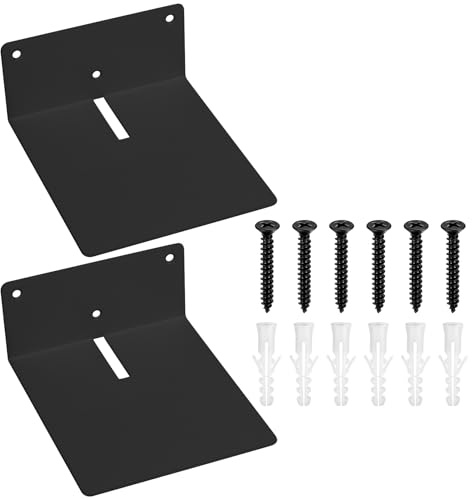 2 Pcs Metal Floating Shelves for Wall, Floating Wall Shelves, Small Wall Shelf, Bookshelf Wall Mounted Floating Bookshelves for Bedroom Kitchen Office Bathroom Shelf (Black 4.9x5.9x2.36 Inch)
