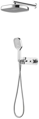 SWHC Doccia Soffione Colonna, Set Doccia con Soffione E Doccetta, Doccia Soffione Completo, Kit Doccia Cromato, Miscelatore Doccia Incasso, Doccione per Doccia Completo, Colonne Doccia a Parete