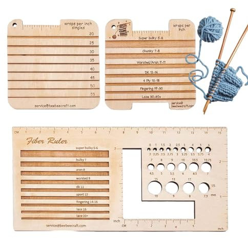 Knitting Gauge | Wooded Knitting Needle Gauge Ruler in U.S. Size - Yarn Measuring Tools Crochet Accessories for Women, Men, Boys, Girls