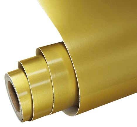 FORBELL Permanentes Vinylfolie, 30,5 cm x 5 m Selbstklebende Plotterfolie Vinyl (Matt Gold, 30,5cm × 5m)