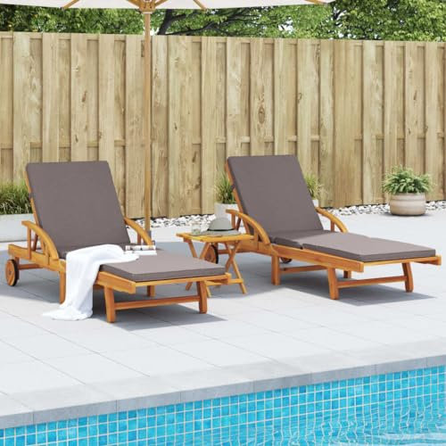 LAPOOH Sonnenliegen 2 STK. mit Auflagen 200x68x83 cm Massivholz Akazie, Gartenliege, Liegestuhl, Sonnenstuhl, Sonneninsel Outdoor, Liegen, Gartenmöbel, Bäderliege, Relaxliege - 3206373