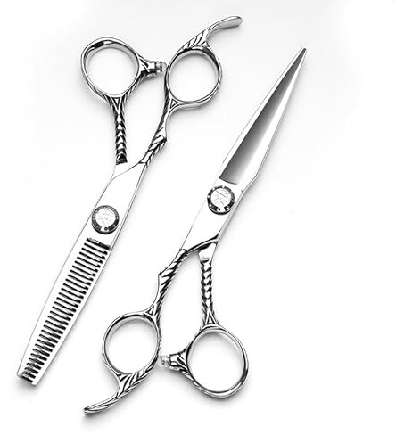 Haarschneideschere, 6 Zoll 440C Edelstahl Professionelle Linkshänder Salon Friseurschere Haarschere Friseur Schneiden Effilierschere Set(