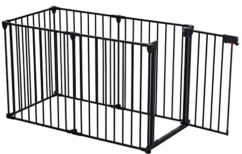150 Adjustable Safety Gate 6 Panels Play Yard Metal Doorways Fireplace Christmas Tree Fence Gate for House Stairs Gate Prohibited Area