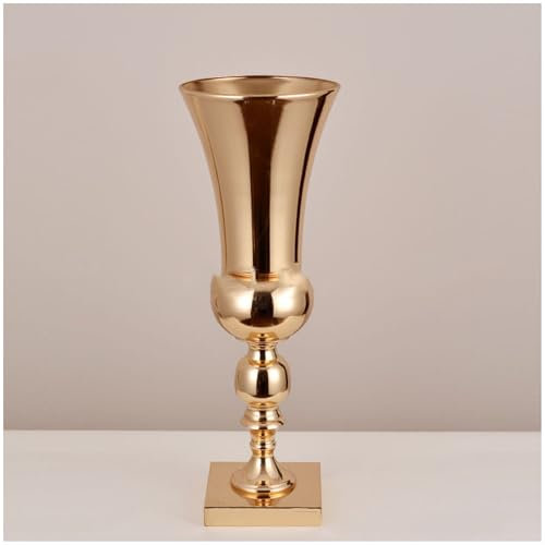 Modern decorative metal vase, curb appeal wedding arrangement iron flower stand, goblet vase, simulation flower decorative vase arrangement,Gold,19 * 52CM