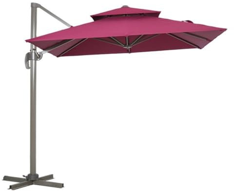 Ombrellone da Balcone Ombrellone Da Giardino Ombrellone Da Esterno Quadrato A Doppia Sommità Con Manovella Regolabile Con Rotazione A 360° E Base A Croce Per Piscina Da Giardino Giardino(250cm)