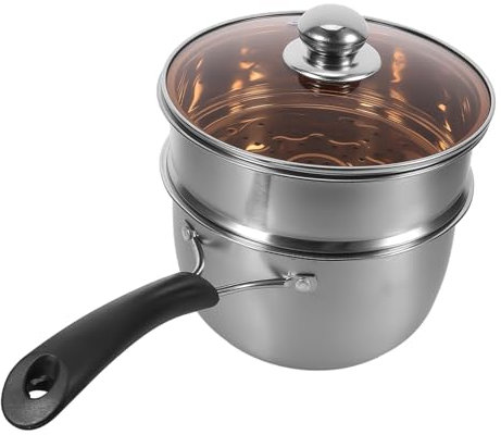 Alipis Olla Pequeña De Mango Cacerola Con Tapadera Inoxidable Para Sopa y Leche Fácil De Limpiar
