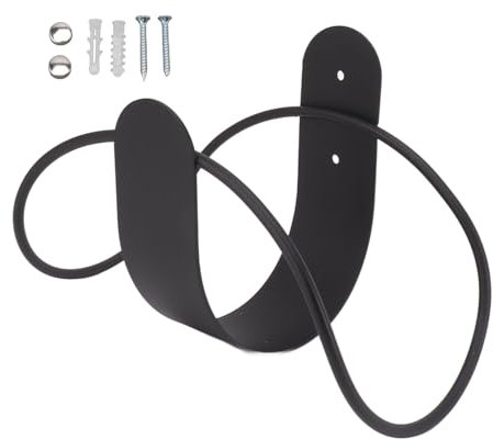 Stainless Steel Hose Holder, Wall Mount Garden Hose Bracket Garage Hose Hook for Water, Air, Hydraulic Hose, Ropes, Extension Cords (Black)