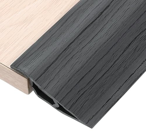 sourcing map 3.28Ft x 2.8 x 0.91 Floor Transition Strip, Self Adhesive Carpet Edge Strip, Vinyl Gap Cover, Laminate Edge Trim for Uneven Surfaces from 11/16 to 13/16, Dark Gray Wood Grain