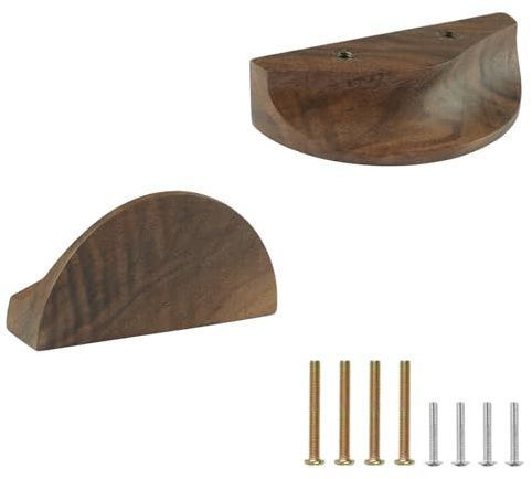 MOROBOR Poignées de Tiroir Demi-Lune, 2PCS Poignées de Placard en Bois Semicirculaires à Double Trou Poignée Quincaillerie de Placard en Bois Naturel pour Meubles Tiroirs Commode Armoire Placard