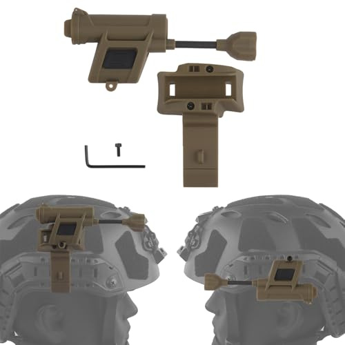 AHTCPO Taktische Helmlampe, Militär-LED-Lampe 6 Modi Helmzubehör Taschenlampe Beleuchtungsmontage Überlebenssignalleuchte, Einfache Einstellung(Brown)