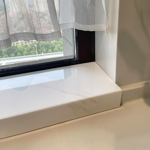 Copridavanzale per finestre Stile Marmo Bianco,Copridavanzale finestre Interne in Acrilico Composito Bagno/Cucina Piastra Protezione Bordi Scale/finestre finestre a bovind(60x20cm)