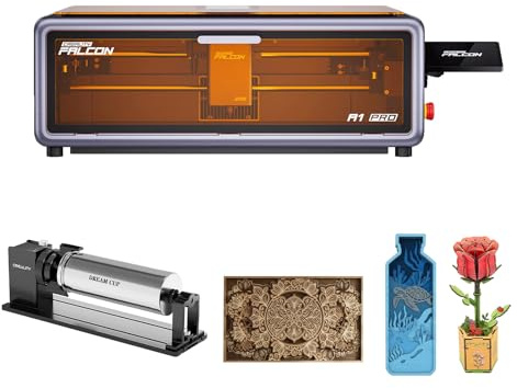 Creality Falcon A1 Pro 20W Laser Graviermaschine mit Rotary Roller Pro, Geschlossene Laser Cutter Lasergravierer mit Touchscreen, Autofokus, HD-Kamera & App-Steuerung, Arbeitsfläche 358 × 268 mm