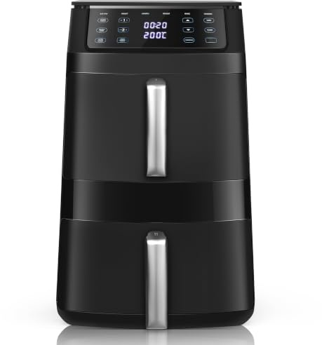 TopStrong Dual Air Fryer, Double Stack Air Fryer with Digital Control Panel, Space Saving Design, 8 Pre-Sets & 6 Functions-Air Fry, Air Roast, Bake, Broil, Reheat, Dehydrate, Family Size(11L), 2500W