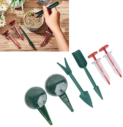 AUNMAS Attrezzo per Spandiconcime Piccolo, Mini Dispenser in Plastica per Semi di Semina, Set da 6 Pezzi, 10 X 3,2 X 3,2 Cm, per Carote, Lattuga, Spinaci, Piantagione di Giardino, Uso Manuale