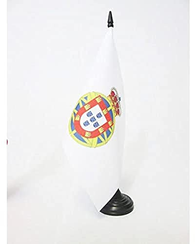 AZ FLAG Portuguese Empire 1415-2002 Table Flag 5'' x 8'' - Portuguese Overseas Office Decoration 100% Polyester 21 x 14 cm - Mini Desk Flag with Pole and Black Plastic Base