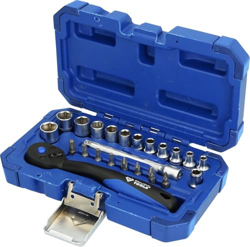 BRILLIANT TOOLS BT020023 1/4 Steckschlüssel-Satz, 23-tlg [Powered by KS TOOLS] Blauer Transport-koffer