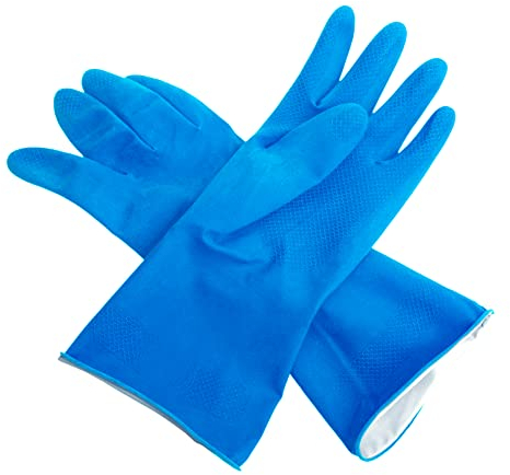 Farla Medical KleenMe Rubber Gloves Small, Cleaning Gloves, Household Essentials for Cleaning & Washing Up, Flocked Lining, Blue Gloves