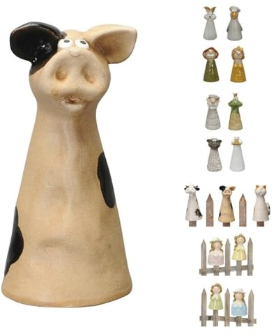 NETPROSHOP Zaunhocker Zaunfigur Viele Tiere und Figuren Steinzeug Höhe ca. 16-18 cm, Auswahl:Schwein