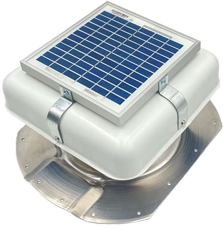 Solar RoofBlaster for 3.5 Ribbed Conex Shipping Containers (White) | Solar Powered Roof Vent | Exhaust Fan with 4.5W Panel | Metal Construction | 35.2 CFM Airflow