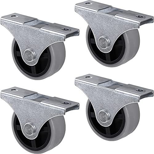 Gedotec Design Bockrollen mit Anschraubplatte | 4 er Set - Transportrollen für alle Böden | Kunststoff grau | CASTOR | Rollen-Ø 40 mm | Tragkraft 25 kg | Möbelrollen - Geräte-Rollen inkl. Schrauben