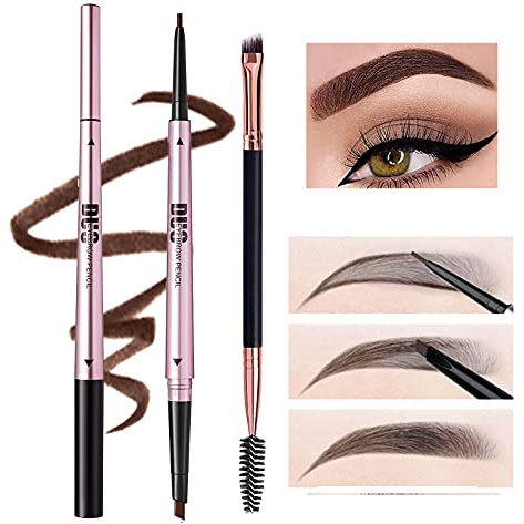 Mihqy Augenbrauenstift, mit Augenbrauenpinsel, Double Ended Precision Waterproof Brow, Professional Makeup, Wasserdicht Langanhaltend (2PCS, Coffee)augenbrauenstifen