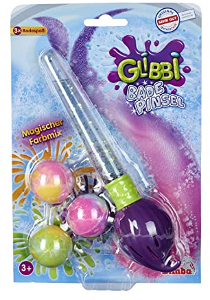 Simba 105953570 - Glibbi Badepinsel, Pinsel mit DREI Badebomben, färbt das Wasser bunt, magischer Zauberstab für die Badewanne, Badewannenspielzeug, ab 3 Jahren