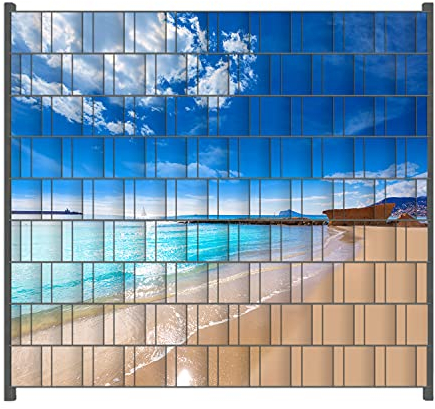 Wallario Zaun Sichtschutz Windschutz für EIN- und Doppelstabmattenzäune in der Größe Breite 2,00m x Höhe 1,80m, Motiv: Traumstrand unter blauem Himmel