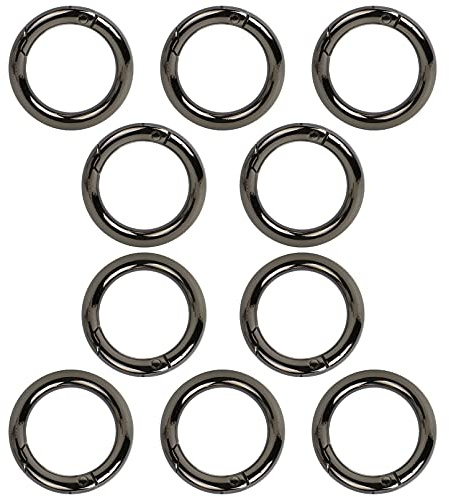 10 Stück 25mm Runde Karabiner,Karabiner Ring,Schwarz | Karabinerhaken aus Zinklegierung,Snap Ring für Schlüssel Organisation und DIY Handwerk