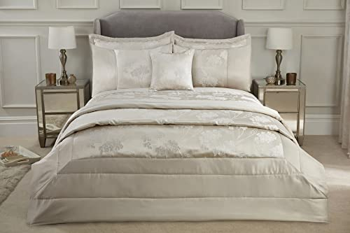Emma Barclay Blossom - Embellished Jacquard Quilted Bedspread Set in Cream - To Fit Double/King
