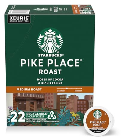 Starbucks K-Cup Coffee Pods, Medium Roast Hot or Iced Coffee, Pike Place Roast, 22 Keurig Pods ​