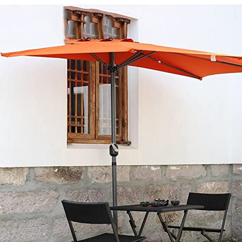 GALLIN Balcone Ombrellone Mezzaluna Giardino Parasole Mezzo Ombrellone da Balcone Portatile Patio Ombrellone Semicircolare con Manovella (Color : Orange)