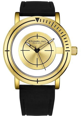 Stuhrling Sniper 3915 Quarzuhr, 40 mm Gehäuse, klassischer Fliegerstil mit Kautschukarmband