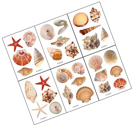 Cabilock 6 Sheets Bathroom Ornament Bathtub Decal Boys and Girls Bathroom Decor PVC Paper Shell Shape Strong Adhesion Great Grip Non Slip Stickers for Showers and Treads