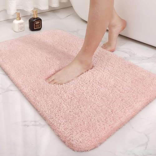 Color G Badezimmerteppich 50 x 80cm, rutschfest Badematte, Badvorleger rutschfest waschbar, Badteppich Saugfähig Flauschig, Badematten Badteppiche für Badezimmer Badewanne (Rosa)