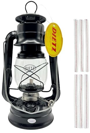 Light of Mine - Dietz #76 Original Black Oil Lantern Bundle Including 6-Pack of 100% Cotton 1/2 Replacement Wick Strips (#76, BLK)