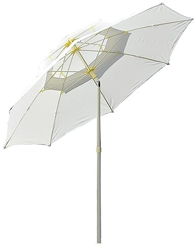 Parasol Extérieur 2.5m, Ombrelle de Jardin Ventilé à 2 étages, Parasol de Table de Marché Blanc avec Réglage de L'Inclinaison, pour Terrasse, Prairie, Piscine, sans Base