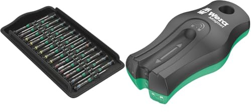 Wera 05134000001 Kraftform Micro Big Pack 1 Schraubendrehersatz, 25-teilig & 05033404001 9500 Magnet SB, Magnetisiergerät, Entmagnetisierer Schwarz-grün 68 x 34 mm