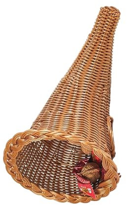 Cesta tejida multifuncional de Navidad, cuerno, fruta, pan, soporte de almacenamiento para decoración de escritorio del hogar, artículos de almacenamiento, adornos de Navidad