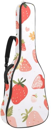 Universal Gitarrentasche, wasserdichte Tasche für 40/41/42 Zoll Akustikgitarre mit Aufbewahrungstaschen, Rot Obst Muster, mehrfarbig, 42.9x16.9x4.7 in, Gitarrentasche