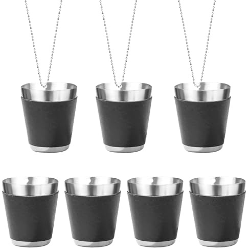 KiKiHong 6 Stück 30ml Schnapsglas zum Umhängen,Schnapsgläser | Wiederverwendbare Kleines Schwarz Schnapsglas mit Umhängeband für Hochzeitsfeier,Geburtstagsfeier,Bachelorette Party