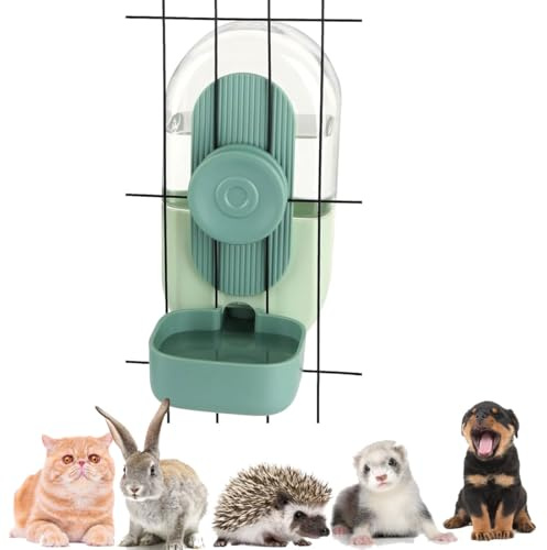 1L Small Pet Hanging Automatic Water Bowl for Cage, Station for Small Dog Cat Kitten Bunny Guinea Pig Ferret, 35oz Capacity