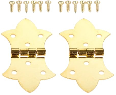 2 Stück Blumen-Schrankscharnier, Möbelbeschlag mit Schrauben, Schmuck, Geschenk, Wein, Holz, Box, Tür, Stoßscharnier for Holzbearbeitung, 57 x 31 mm (Color : B)