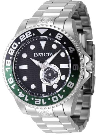 Invicta Grand Diver 47296 Herren Uhr - Wasserdicht - Analog - Automatikuhr - Edelstahl mit schwarzen zifferblat - 47mm