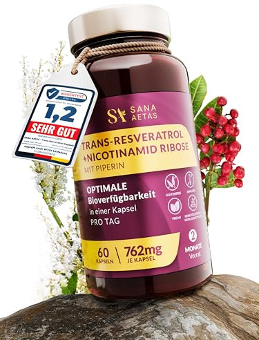 762 mg Hochdosierte Kapseln mit NAD, Resveratrol & Piperin | 2-in-1 Zellschutz & Regeneration | Optimierte Bioverfügbarkeit | NMN-Alternative | Made in DE | SANA AETAS